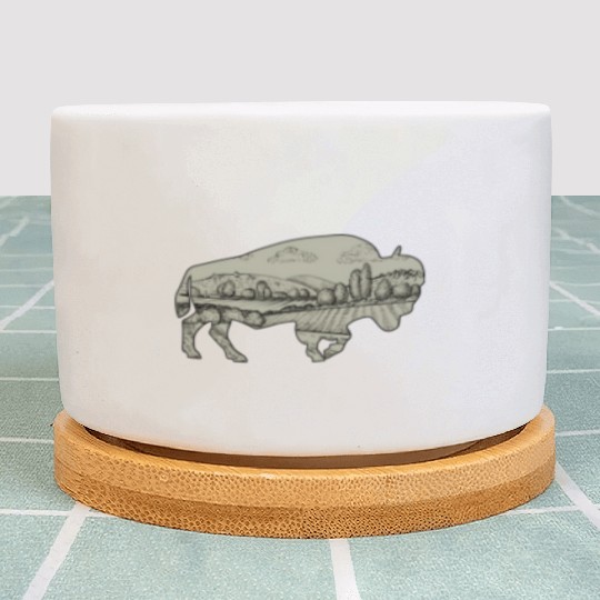 Landscape Buffalo Bison Plant Pots