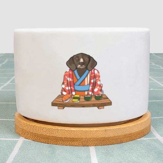 Kawaii Japanese German Shorthaired Pointer Kimono Plant Pots