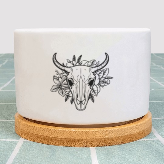 Cow Skull Boho Plant Pots