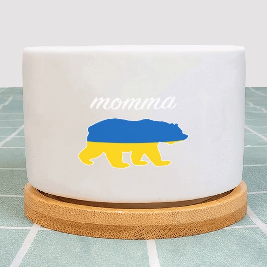 Momma Bear Ukraine Flag Ukrainian Roots Plant Pots