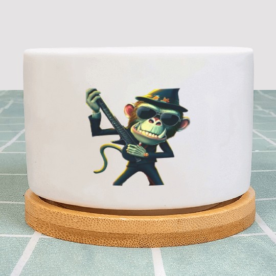 Zombie Monkey with guitar Plant Pots