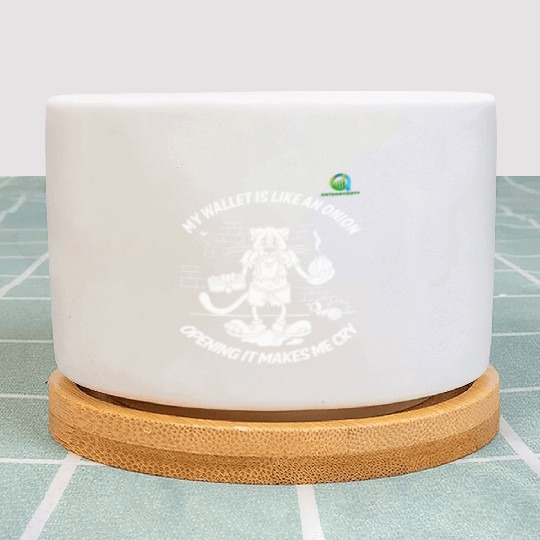 Financial Humor Plant Pots: Crying Onion Wallet - White