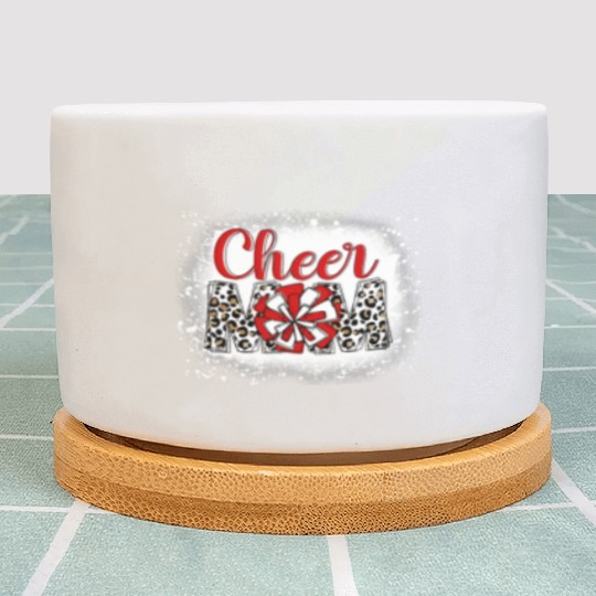 Cheer Mom Leopard Cheerleader Bleached Mother Plant Pots