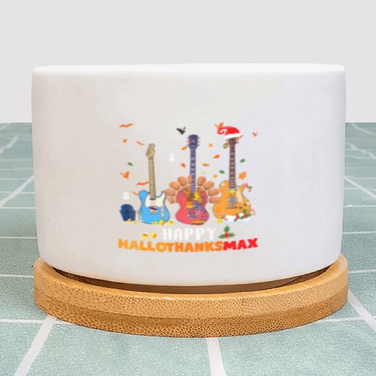 Guitar Happy Hallothanksmas Halloween Plant Pots