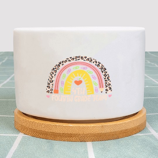 4th Grade Team Back To School Leopard Rainbow Plant Pots