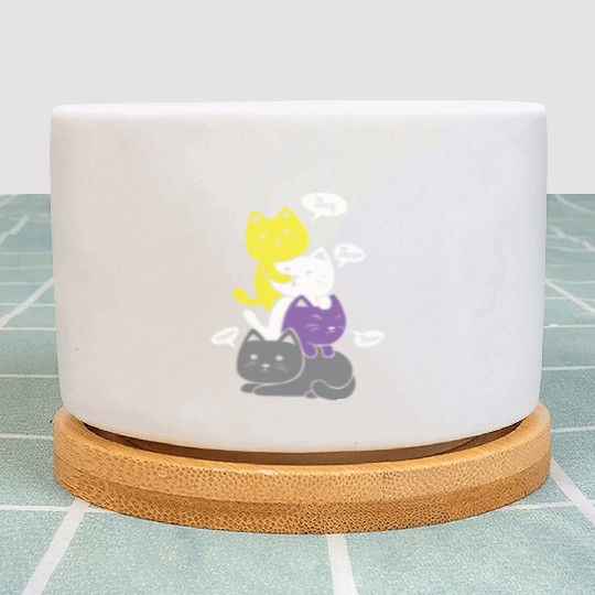 Nonbinary They Their Them Meow Non-Binary Flag Plant Pots