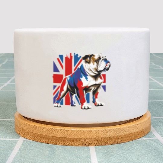 British Bulldog With Union Jack Flag King Charles Plant Pots