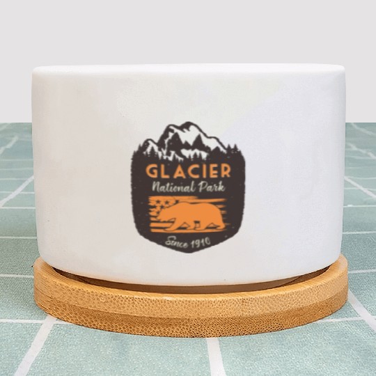 Glacier National Park Us Flag Grizzly Bear Plant Pots