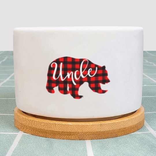 Red Plaid Uncle Bear Family Eve Buffalo Plant Pots