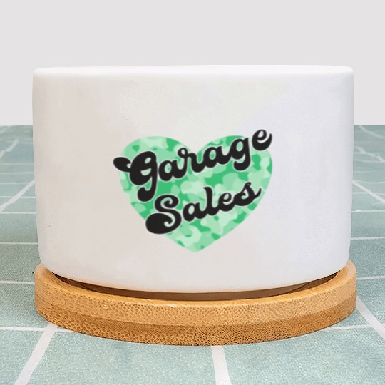 Garage Sales green camo heart Plant Pots