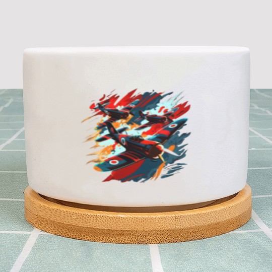 Spitfire Airplane Vintage Pilot Aviator Military Plant Pots