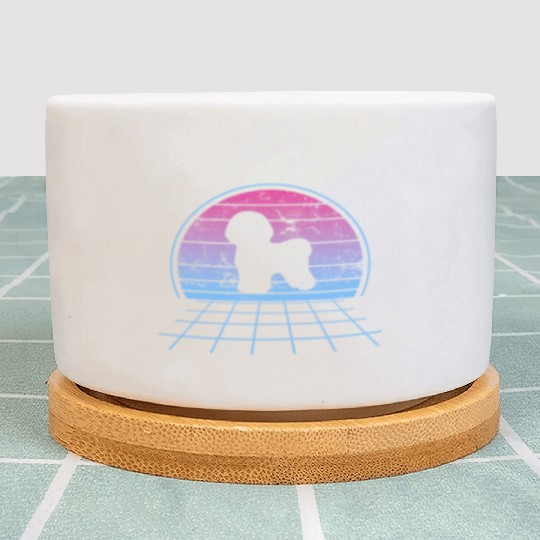 Bichon Frise Silhouette Retro Vintage Plant Pots