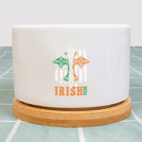 Irish American Flag Celtic Cross Plant Pots