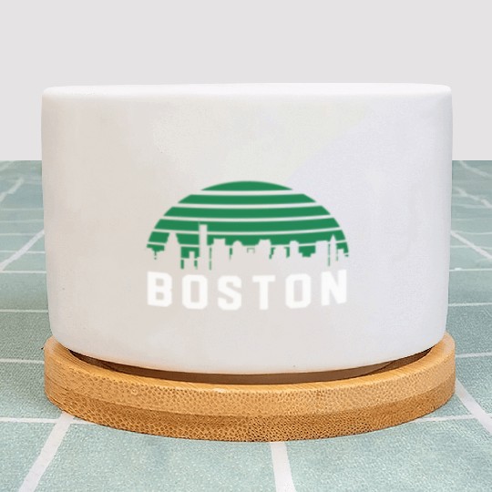 Boston Massachusetts Cityscape Green Plant Pots