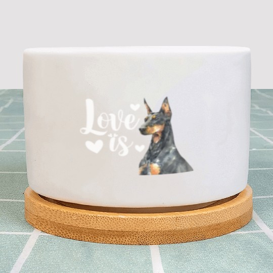 Love Is Doberman Pinscher Plant Pots