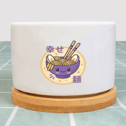 Kawaii Ramen Noodle Bowl Purple Plant Pots