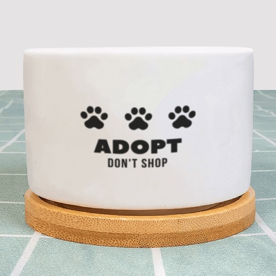 ADOPT DON'T SHOP - Black Design with Paw Prints Plant Pots