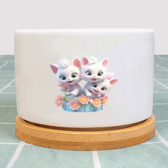 Cute Kittens 3D Ai Art Plant Pots