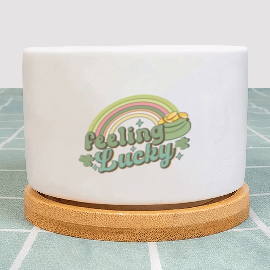 Feeling Lucky Saint Patricks Day Rainbow quote Plant Pots
