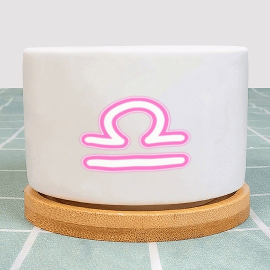 Libra Zodiac Sign Neon Pink Plant Pots