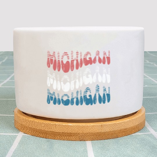 Michigan Red White Blue Cute Groovy Plant Pots