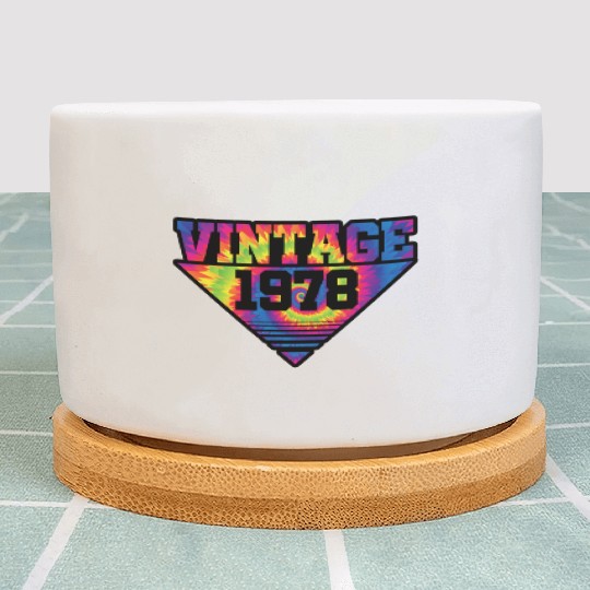 Vintage 1978 Tie Dye Splash Color Triangle Plant Pots