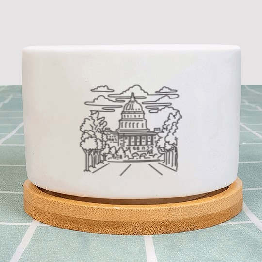Capitol Building Washington DC USA Mono Line Art Plant Pots