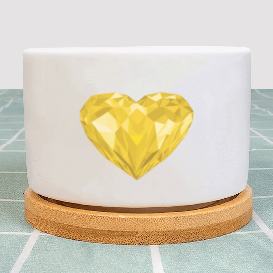 Glossy yellow diamond heart Plant Pots
