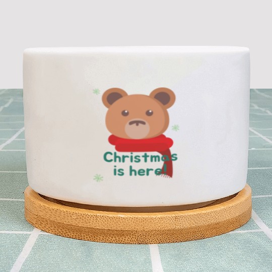 Brown Bear Merry Xmas Funny Gift green Plant Pots