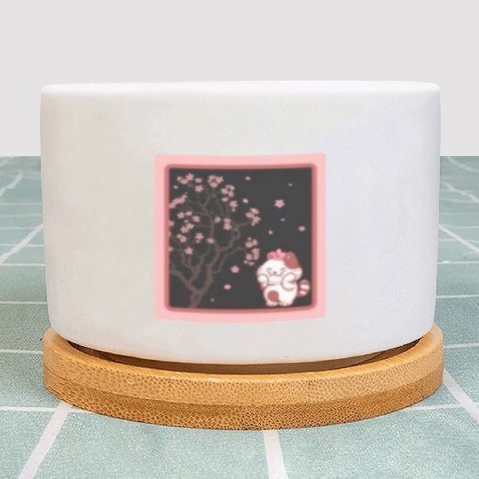 Cherry Blossom Plant Pots, Kawaii Cat Cherry Blossom