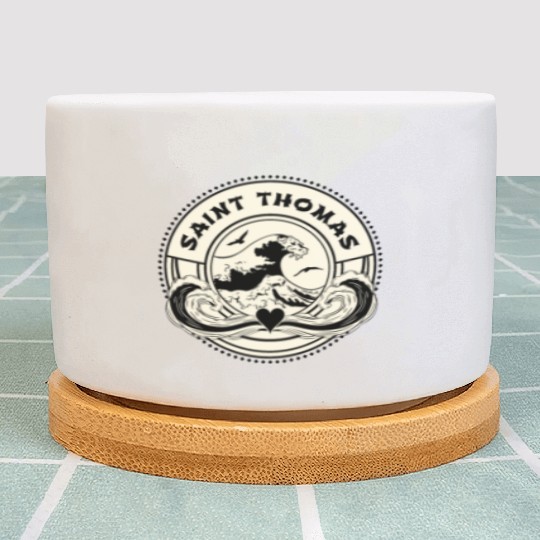 St Thomas Caribbean Sea Japanese Style Waves Plant Pots