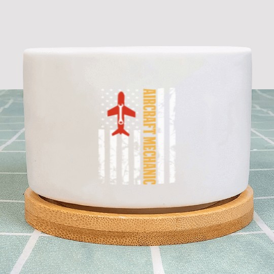 AIRCRAFT MECHANIC USA FLAG Plant Pots