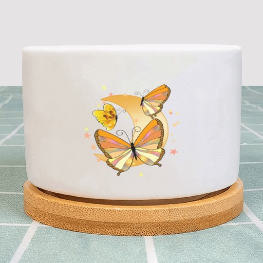 Orange butterflies moon aesthetic butterfly insect Plant Pots