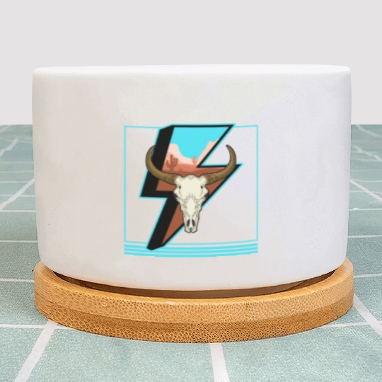 Cowboy Plant Pots, Lightning Cow Skull Dessert Cactus