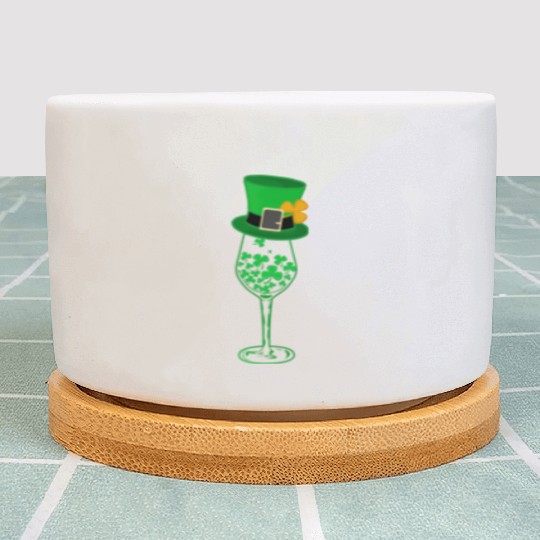 Irish Green Shamrock St Patrick's Day Wine Drinkin Plant Pots