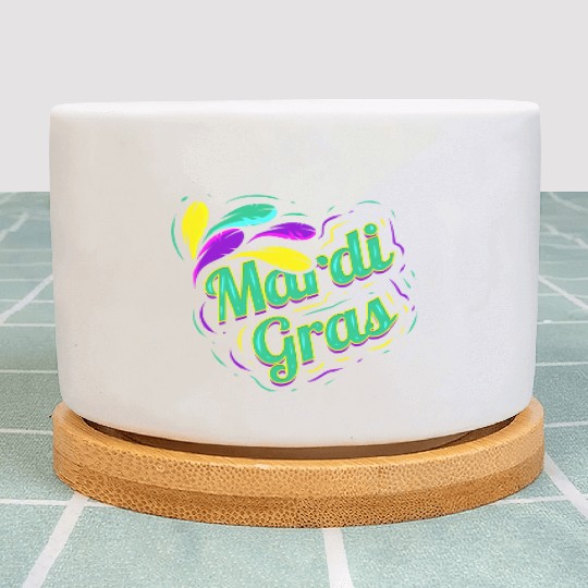 Green Lettering For Mardi Gras Plant Pots