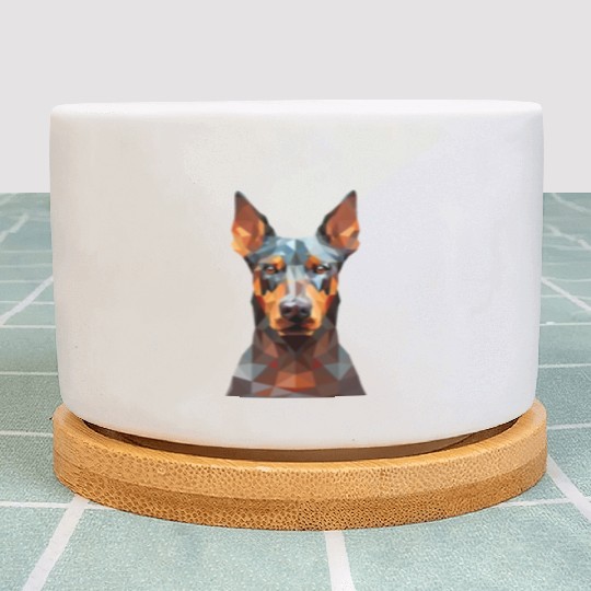 geometric Doberman: Polygon Art Plant Pots