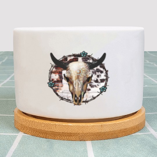 Bull Skull Western Plant Pots