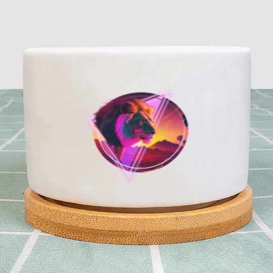 Synthwave desert Lion Plant Pots