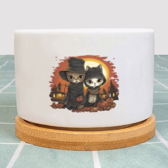 Cute Kittens Trick or Treating - Happy Halloween! Plant Pots