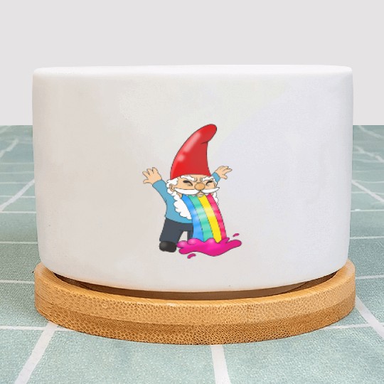 Gnome Vomiting Throwing Up Rainbow Funny Plant Pots