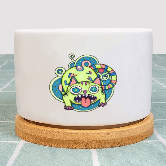 Psychedelic Trippy Cat Plant Pots