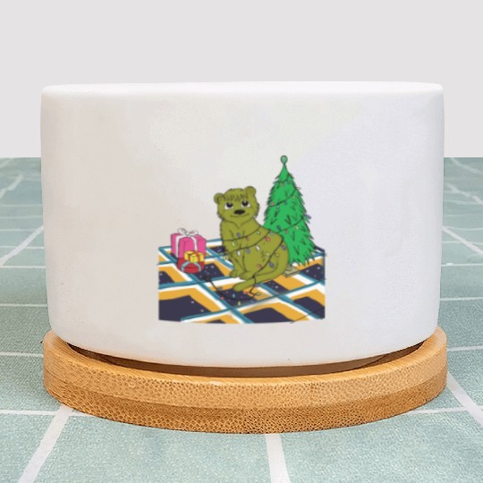 Cat Christmas Light Plant Pots Funny Cat Lover