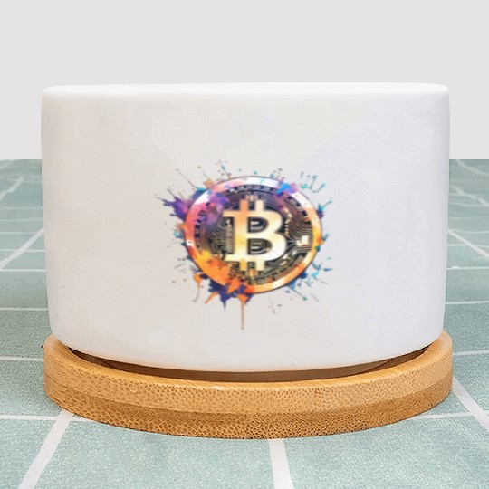 Bitcoin crypto colorful logo Plant Pots