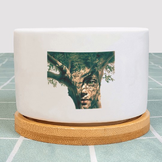 Olive tree and face Plant Pots