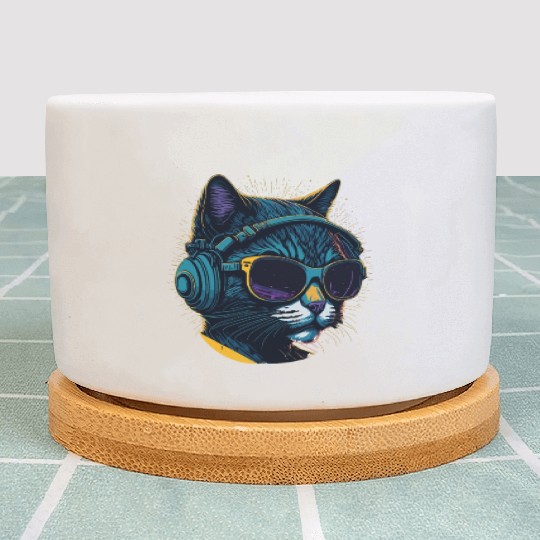 Cool Sunglasses Headphone Galaxy Cat Plant Pots