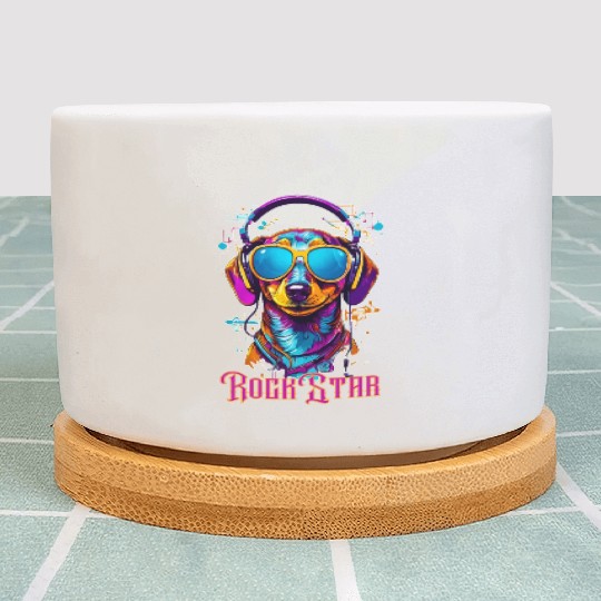 Rockstar Dachshund Plant Pots