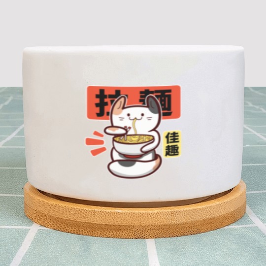 Kawaii Cat Eat Ramen Plant Pots
