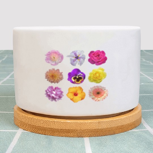 Colorful spring flowers pattern Plant Pots