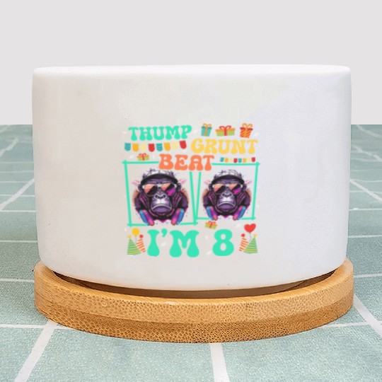 Thump Grunt Beat I'm 8 Gorilla Lover Kid 8th Plant Pots
